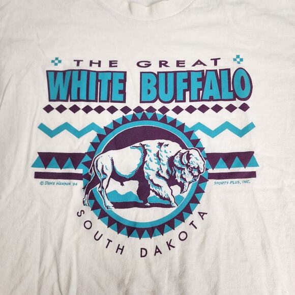 VTG 1994 The Great White Buffalo South Dakota Short Sleeve T-Shirt Men's Size XL - Picture 2 of 4